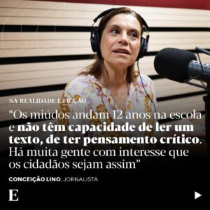 Renato Godinho Instagram - “Hoje pessoas que nunca leram um livro sobre um assunto acham a sua opinião equivalente à de um cientista que andou a vida a estudá-lo”, diz Conceição Lino, jornalista da SIC, no podcast ‘Na Realidade é Ficção’.

Em entrevista a Renato Godinho, a jornalista fala sobre ensino, os jovens, a importância do jornalismo e também sobre o seu trabalho no programa “Essencial”. Ouça em todas as plataformas de podcast e através do link na bio do @jornalexpresso.

📷 @matilde_fieschi/Expresso 

#conceiçãolino #jornalismo #narealidadeéficção #podcast