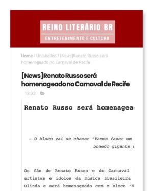 Renato Russo Instagram - Renato Russo será homenageado no Carnaval de Recife. O bloco vai se chamar “Vamos fazer um filme” e o artista terá seu próprio boneco gigante de Olinda.

Saiba como contribuir: 
@blocovamosfazerumfilme 
@fclegionariosrecife 

Veiculação: 
Estadão Digital
Portal PopLine
Observatório de Música
Jornal O Povo
Lu Lacerda
Roberta Jungmann
Jornal O Vale
Revista In Foco
Cbtur Vip
Face TV
Reino Literário
Vida Nova FM
Gazeta Digital
Anna Ramalho

#RenatoRusso 
#RenatoRussoVive 
#RenatoRussoEterno 
#LegiãoUrbanaProduções