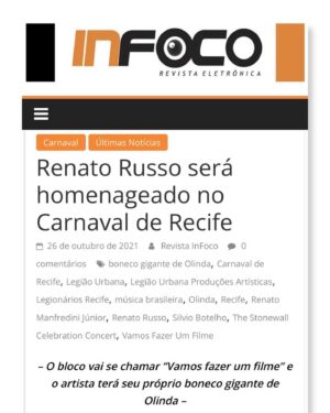 Renato Russo Instagram - Renato Russo será homenageado no Carnaval de Recife. O bloco vai se chamar “Vamos fazer um filme” e o artista terá seu próprio boneco gigante de Olinda.

Saiba como contribuir: 
@blocovamosfazerumfilme 
@fclegionariosrecife 

Veiculação: 
Estadão Digital
Portal PopLine
Observatório de Música
Jornal O Povo
Lu Lacerda
Roberta Jungmann
Jornal O Vale
Revista In Foco
Cbtur Vip
Face TV
Reino Literário
Vida Nova FM
Gazeta Digital
Anna Ramalho

#RenatoRusso 
#RenatoRussoVive 
#RenatoRussoEterno 
#LegiãoUrbanaProduções