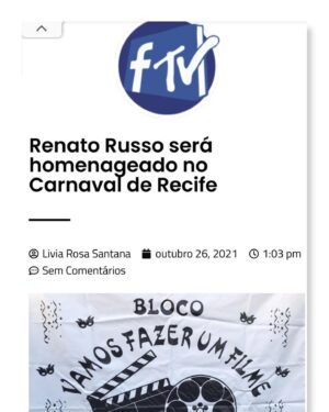 Renato Russo Instagram - Renato Russo será homenageado no Carnaval de Recife. O bloco vai se chamar “Vamos fazer um filme” e o artista terá seu próprio boneco gigante de Olinda.

Saiba como contribuir: 
@blocovamosfazerumfilme 
@fclegionariosrecife 

Veiculação: 
Estadão Digital
Portal PopLine
Observatório de Música
Jornal O Povo
Lu Lacerda
Roberta Jungmann
Jornal O Vale
Revista In Foco
Cbtur Vip
Face TV
Reino Literário
Vida Nova FM
Gazeta Digital
Anna Ramalho

#RenatoRusso 
#RenatoRussoVive 
#RenatoRussoEterno 
#LegiãoUrbanaProduções