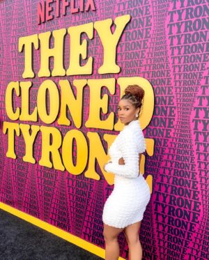 Renellè Nicole Instagram - It’s giving…Backless 2ply Cotto-nelle
Had a blast! Got invited to the Premiere of They Cloned Tyrone on @netflix 
#Netflix #TheyClonedTyrone