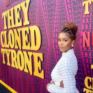 Renellè Nicole Instagram - It’s giving…Backless 2ply Cotto-nelle
Had a blast! Got invited to the Premiere of They Cloned Tyrone on @netflix 
#Netflix #TheyClonedTyrone