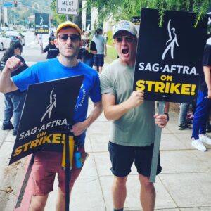Rhys Darby Instagram - On Strike outside WB Studios today. #sagaftrastrike #sagaftrastrong #wgastrong