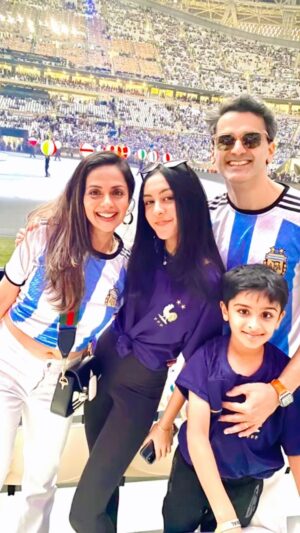 Richa Pallod Instagram - Extremely fortunate to experience the electrifying FIFA World Cup 2022.🇫🇷🇦🇷Definitely beyond my bucklist!! Will relive this incredible game for a lifetime .. Congratulations toArgentina 🇦🇷for magnificent victory 🙌👕🎉🎉