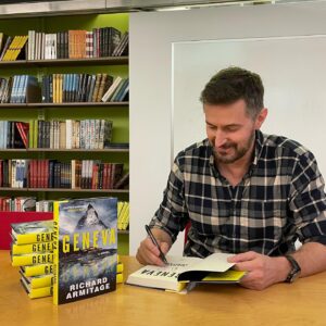 Richard Armitage Instagram - Richard Armitage (@richardcarmitage) joined us in the Pegasus office yesterday to sign pre-order copies of his debut thriller GENEVA (coming October 12th). 🏔️

Signed preorders are available for US readers through @poisonedpenbookstore and @booksoup (included with the ticket to the livestream of Richard’s event with @bryanfullergram). ✍️

Swipe to see Richard’s US bookstore stops and register now! 🎟️ @poisonedpenbookstore @strandbookstore @booksoup