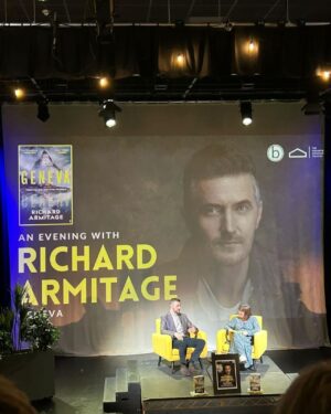 Richard Armitage Instagram - This is like the chapter in #geneva when Sarah arrives at the Biotech conference and her face is everywhere 😳🙈 Thank you to Holroyd Community Theatre everyone at Booka Books and Caroline Lang for a fun evening.