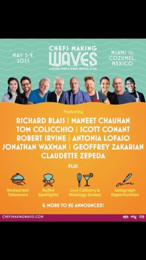 Richard Blais Instagram - 📣 BIG NEWS! VACATION WITH ME and a few friends you may know on Chefs Making Waves sailing May 5 - 9, 2025 from Miami to Cozumel, Mexico! 
.
.
I’m beyond excited to hang out with you, plus I LOVE a good buffet! 
.
.

There will be restaurant takeovers, live demos, dance parties, and so much more! Join the pre-sale NOW at the link in my bio 🌊 🍽️ LINK IN BIO LETS GO!!!