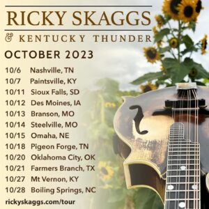 Ricky Skaggs Instagram - Don’t miss your chance to see Ricky Skaggs & Kentucky Thunder live on the road in October! Check out rickyskaggs.com/tour for more details! 

📷: @81crowe 
.
.
.
#rickyskaggs #countrymusic #bluegrassmusic #ontour #countrymusicconcerts #livemusic #ontheroad