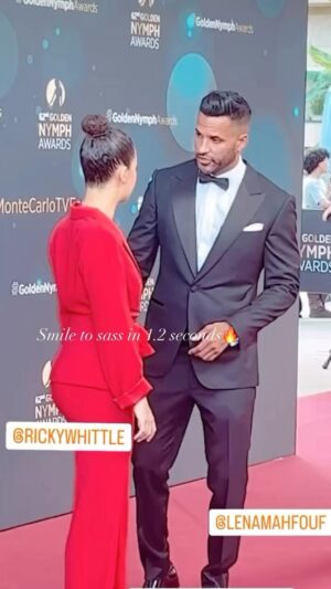 Ricky Whittle Instagram - Such a pleasure meeting and working with this energy @lenamahfouf An honour to host the stunning @festivaltvmonte_carlo alongside you lil lady❤️🙏🏾😎 #festivaltvmontecarlo #montecarlo #monaco #redcarpet #arrivals
