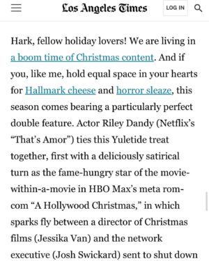 Riley Dandy Instagram - It’s called balance, baby. 

A Hollywood Christmas on @streamonmax 

Christmas Bloody Christmas on @shudder @primevideo