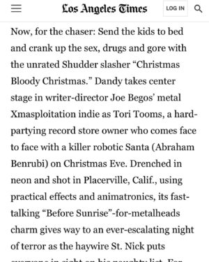 Riley Dandy Instagram - It’s called balance, baby. 

A Hollywood Christmas on @streamonmax 

Christmas Bloody Christmas on @shudder @primevideo