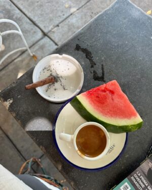Riley Harper Instagram - Wednesday in San Marino 
@ghiaiacashmere 🌿☕️⚽️🍉