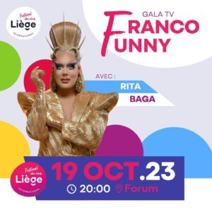 Rita Baga Instagram - La célèbre drag queen @ritabagaz nous fera l'honneur de sa présence pour 𝗙𝗿𝗮𝗻𝗰𝗼 𝗙𝘂𝗻𝗻𝘆 ! 👑

Après avoir été jurée chez nous dans l'émission Drag Race Belgique, la célèbre icône de la culture LGBTQIA  reviendra de Montréal pour venir nous voir dans le cadre du Gala TV présenté par @ceciledjunga et @jean.fi ! 🤩 Et ça, c'est la cerise sur le gâteau de ce spectacle ! 🍒

Chopez vite vos places pour voir des artistes venus des quatre coins du monde en exclusivité pour le Festival International du Rire de Liège 👉 lien en bio 🎟️