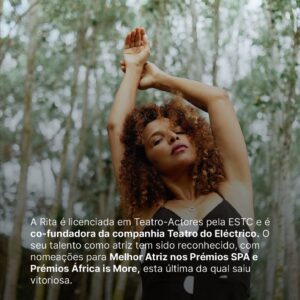 Rita Cruz Instagram - 📢 A próxima oradora da 14ª. Edição do TEDxAveiro é uma atriz. Estamos a falar de quem? Da Rita Cruz!

Rita Cruz, é uma atriz multifacetada e talentosa, com uma carreira diversificada que abrange teatro, televisão e cinema. Licenciada em Teatro-Actores pela ESTC e em Reabilitação e Inserção Social pelo ISPA, Rita é co-fundadora da companhia Teatro do Eléctrico, onde trabalha regularmente desde 2008.

Em 2016 foi nomeada para melhor atriz e para melhor espetáculo de Teatro. Nesse mesmo ano, ganhou o prémio de melhor atriz de televisão pelos Prémios África is More. Rita tem uma vasta experiência em teatro, tendo trabalhado com diretores renomados como Joaquim Benite, João Mota, João Brites, António Pires, entre outros.

💡 Além do teatro, Rita tem uma carreira notável na televisão, tendo participado em diversas séries, incluindo “Amar Depois De Amar”, “Flor sem Tempo”, “Queridos Papás”, “A Serra”, “A Herdeira”, “A Impostora”, “A Única Mulher” e “Dancing Days”.

No cinema, Rita integrou o elenco de filmes como “Bia”, “Planeta Adormecido”, “A Tigela” , tendo sido  reconhecido com o Prémio do Público no Estoril Film Festival.

Rita Cruz é, sem dúvida, uma atriz de grande talento e versatilidade, cuja paixão e dedicação à sua arte são evidentes em cada um dos seus papéis. Estamos ansiosos para ouvir as suas ideias e experiências no TEDxAveiro.

🎟 Clica no link 🔗 da bio e garante já o teu bilhete

#TEDxAveiro #Ovalor #RitaCruz