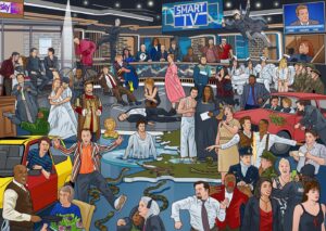 Rob Beckett Instagram - Ahead of THE LAUNCH of Rob Beckett’s Smart TV tomorrow, Sky commissioned a survey of Britain’s greatest TV moments. These were the winners, point for each you can name. Artist: Bill McConkey