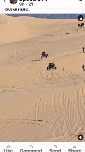 Robby Gordon Instagram - Race 1 at Red Bull Sand Scramble yesterday, the @speedutv is plenty fast in the dunes but @madmaxgordon did break a belt and that ended race 1. I have contacted Dave from Tapp Clutch and asked him to please come help us make the Belts and Tapp Clutch better. And Yes I do blame Max for this as the kid is a Mad Man behind the wheel. Now I just need to slow him down to make it to the finish line, I had the same problem too😜 you can see him wheelie at the top of the dunes as he never lifts 😳🤦🏻‍♂️