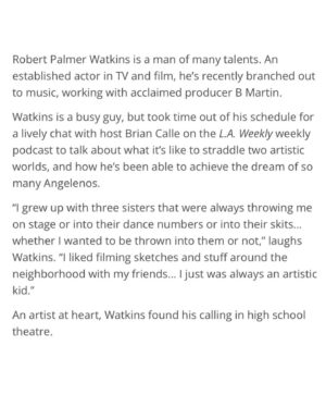 Robert Palmer Watkins Instagram - Feeling so blessed to have been covered by one of the dopest organizations in the world, @laweekly. Thank you for doing a piece on my music project, Palmer. 

Had a blast doing the podcast with,@BrianCalle @DJBaeb and @BMartinOfficial - looking forward to the next one guys - and as always very grateful 💙