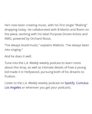 Robert Palmer Watkins Instagram - Feeling so blessed to have been covered by one of the dopest organizations in the world, @laweekly. Thank you for doing a piece on my music project, Palmer. 

Had a blast doing the podcast with,@BrianCalle @DJBaeb and @BMartinOfficial - looking forward to the next one guys - and as always very grateful 💙