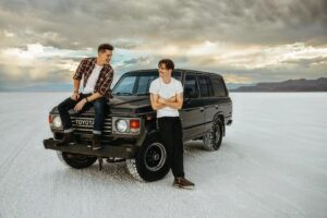 Robert Palmer Watkins Instagram - Y’all ever been to Utah? The scenery is just unreal. It’s hard to believe that’s salt covering the ground and not snow. @rgaiphone and @elijah__quinn  showed me around last week. We shot my ‘Walking Dead’ music video here a couple of years ago and it was awesome to get back and explore more with the boys.

📷 @robertadamsonphotography

#utah #saltlakecity #photography #landcruiser #cruisin #saltyashell #skyline #heaven #summer