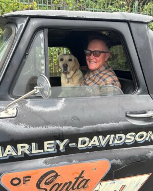 Robert Patrick Instagram - How cool is my boy Vespa? Missing him and my family while I’m on the other side of the world 🌏 

Truck:
1966 GMC short bed bought in Conyers ,GA shipped to L.A. original @santaclaritaharley hand painted by @sonnyboystudio 

#dogsrule #gmctrucks #harleydavidson #customclassic