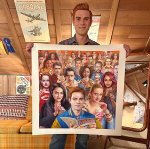 Roberto Aguirre-Sacasa Instagram - Riverdale ltd edition prints will drop on wednesday in our online store, link in bio @artofalexgross -9am pdt is the release time. The cast, writers and creative team of the show are all receiving the same print to commemorate the end of seven seasons. Here are pics of both the canvas and paper versions with details. Huge thanks to @kjapa and @writerras for making this happen! #riverdale #popsurrealism #giclee #archieandrews #archiecomics