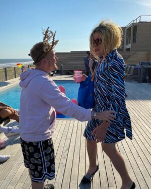 Robin Lord Taylor Instagram - Fanning the fuck out over @bustedqueen at my birthday party last June. 💖💙