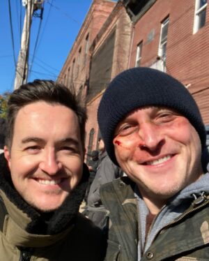 Robin Lord Taylor Instagram - COUPLE THINGS: 1. An all new @nbclawandorder #OrganizedCrime airs tonight at 10 EST! 2. I’ve been working with one of my #Gotham besties, @thatadamdecarlo! 3. And the fabulous @iamsimonemoore. 4. A friendly Yonkers local who helped us keep the block locked down.