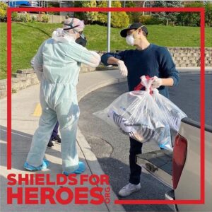 Robin Lord Taylor Instagram - Thank you to all who have donated and reposted! You are heroes too. ❤️❤️❤️ Repost @shieldsforheroes: ⚡️Elbow bumps with our Heroes⚡️ at a drop-off in The Bronx yesterday! With your help we are delivering face shields to our Heroes who need them. Spread the word and donate if you can. ❤️#shieldsforheroes #getmeppe #getusppe #findthemasks