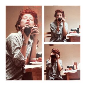 Rochelle Redfield Instagram - TBT selfie one morning during the Paris pret-a-porter season sometime in the ‘80’s. #vintageselfie #cannon #80s #fashionweekparisthrowback
