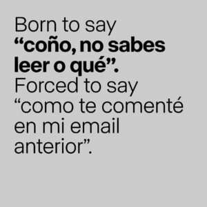 Rocío Muñoz-Cobo Instagram - Gracias @spainsays 

Os pasa o soy una señora mayor agria?