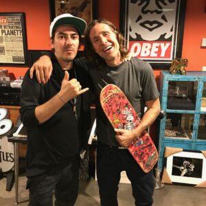 Rodney Mullen Instagram - Maybe six years ago, Ben (Harper) told me about @dhaniharrison 's idea of shooting in Steven Sebring’s rig, then introduced us. From that initial meeting to the final scoring of Liminal, working so closely together gave me the opportunity to see Dhani’s rare gifts on display and cemented a strong bond. What’s so distinctive about Dhani’s artistic approach is his technical aptitude. Yet his degree in physics & design (Brown U) only scratches the surface. What undergirds and supercharges that is something so much more: Growing up surrounded by many of the most luminous minds of Rock & Roll—Dhani’s natural talent was imprinted with an oddly preternatural musical scope and acumen. There is a synergy to it all that factors into his genius.

Yet for as magnetic as his Dhani is with such a loaded background and learning, it’s his genuine character and grinningly impish spirit along with the decades of shared history through skating that makes the friendship seem life-long. Though the Bones Brigade doc touches upon it, you see it from his Rip City cap to his study, being lined with boards going all the way back to the 1980’s: OG Hawk & McGill decks ‘fully decked out with Cubics & Trackers—on to the present. I cruised by a couple weeks ago, where he gave me his (my) original board, which he’d AXED—so much for freestyle… If you get a chance, check out his new album, described so well as “epic and darkly cinematic” from one of the many 5-star reviews on Amazon. https://www.amazon.com/PARALLEL-Dhani-Harrison/dp/B0743P9LXM
