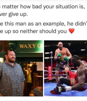 Roland Møller Instagram - “You may not like it, but this body represent peak male athletic performance and there is not a god damn thing you can do about it” 

I love everything about it -  in so many ways 👊🏼🤨👑
Brain beats muscles
@gypsyking101 
#furywilder3 

After over a year of heavy drinking, drug use and depression, Tyson Fury had a breakdown. A panic attack led him to the hospital, where he was officially diagnosed with bipolar disorder.

During this stretch of time, Tyson Fury lost his boxing license due to failed drug tests. He owed millions of dollars in lawyer’s fees, weighed in at over 400 pounds, and was deemed “medically-unfit” to box by a world-renowned psychiatrist. At this point, many thought his fighting career was over. His prospective opponent, Deontay Wilder, even said he would never make a comeback.

And that, combined with the love of his family, is what motivated Tyson Fury to change.

Tyson Fury’s Comeback

Tyson Fury’s recovery was rooted in prayer, love, and motivation. He started setting goals for himself, one of them being to not only make the comeback Wilder said he wouldn’t, but also fight Wilder who was also undefeated at the time. He re-established an exercise routine, starting with small runs every day. He started working with a new trainer, was provided a clean bill of health, and was re-granted his license to box. He explains that the key assets to his recovery were (and continue to be):

Exercise, which releases endorphins and which also gave him purpose. 
Maintaining good nutrition, to feel better physically. 
Establishing goals, and making plans to meet them. 
Sticking to an everyday routine, designed to support his goals. 
Prayer, which he says is like his own form of meditation
Communication, not isolating himself, and staying open about his mental health
These, he believes, are what will keep on the path to a successful recovery.

“The old Tyson Fury was concerned about being accepted and whatever,” he emphasises to me, like a teacher frustrated by a thick pupil. “I only live for myself on a daily basis. I’m not really concerned what people accept or they don’t. 
Once again @50cent NobodyIsSuperior
#brainbeatsmuscles