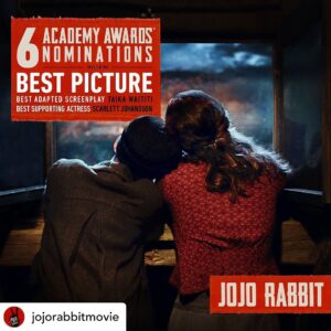 Roman Griffin Davis Instagram - Congratulations for your nominations : Taika for your amazing 📝. Carthew (and Taika also) for best 🎥 . To Scarlet for best 🎭 and Ra for best 🎨 and Mayes for best🧵 and Tom for best ✂️. #scarlettjohansson