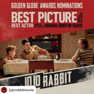 Roman Griffin Davis Instagram - I am so incredibly amazed and grateful and honoured and excited. Thank you so much  to the Hollywood Foreign Press Association. Congratulations Taika and Carthew for Best Picture. Congrats to everyone. And thank you FoxSearchlight for helping me miss more school! ✌️
