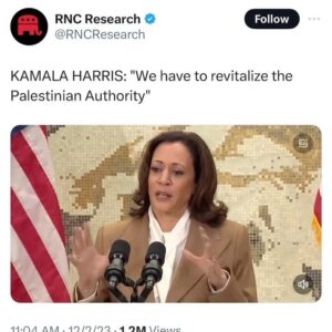 Ron DeSantis Instagram - Weeks after a brutal terror attack, and as innocent Israeli and American civilians are still being held hostage today, Kamala Harris goes to the Middle East and calls for a revitalization of the Palestinian Authority.  Absurd!