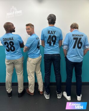 Ronan Keating Instagram - Ore, Ronan, Vernon and Harry all support Loose Men's Half-Time Team Talk campaign. The aim of the campaign is to tackle the taboo around male mental health  by opening up to each other to lighten the load. 

Recent statistics show that 2 in 5 men regularly feel worried or low with 1 in 10 men having suicidal thoughts when feeling like this, a stat that has doubled in the last ten years.

We're encouraging men to start uniting over their troubles and blow the whistle on the shame and stigma that surrounds male mental health by checking in and connecting with each other whilst their favourite football teams have their vital pep talks. 

If you or a loved one need some support, you can head to our website for more information and helplines, as well as our Talking Tactics guide, to help you start the conversation ❤

#LooseMen #halftimeteamtalk