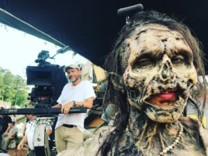 Rosemary Rodriguez Instagram - Honoring #twd crew today! Crews are out of work for over 6 months now because of the strike. Sending love to the hardest working people who make #thewalkingdead great! 🤩 this walker was “the lady who lunched” — who wears pearls! @knb_efx @gnicotero ❤️
