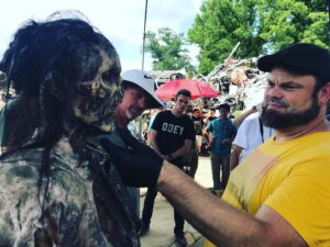 Rosemary Rodriguez Instagram - Honoring #twd crew today! Crews are out of work for over 6 months now because of the strike. Sending love to the hardest working people who make #thewalkingdead great! 🤩 this walker was “the lady who lunched” — who wears pearls! @knb_efx @gnicotero ❤️