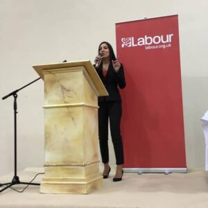 Rosena Allin-Khan Instagram - Just been reminded by my friend @this_is_bobbins, that 8 years ago today, my life changed forever when I was selected as the Labour Candidate for Tooting in the by-election. 
It was all so fast and at the time, all I had was scrubs and maternity jeans! @moniqueachery had to do an emergency trip to Zara for me. 

This photo is me making my speech to the masses in a bid to get selected 😂. 

What an honour it’s been to serve the community that raised me ❤️.