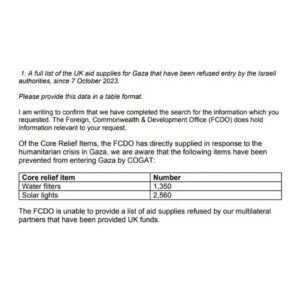 Rosena Allin-Khan Instagram - Israel blocks water filters coming into Gaza!

I asked the Government what items of UK aid for Gaza have been denied entry by the Israeli Govt. Of them were 1,350 water filters, because apparently Israel says they are a 'threat'.

What threat does a water filter, supplied by the UK Government, have? The answer is obviously none, yet the Israeli authorities are exerting control and denying the Palestinians desperate and urgent measures to be able to drink clean, safe water. Unforgivable. 

#Gaza #palestine #aid #ukaid #ceasefire #ceasefirenow🇵🇸 #ceasefirenow #gazaaid