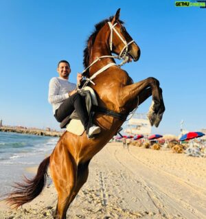 Roshdi Sarraj Instagram - الخَيلُ أعلمُ بفرسانها 🐎 

#gaza #horse #ride #sea #beach #sunset #today #photography #instagram