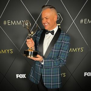Ross Mathews Instagram - “Emmy winner Ross Mathews.” Wowowowowow. When I was little, my mom knew I loved TV & award shows, so she bought an old red towel from a thrift store and laid it on our front porch as our fake ‘red carpet’. She’d take my picture with her disposable camera as I’d pose and pretend to be an award-winning star. Eventually, I got to work in TV. I even got to cover the Emmy red carpet for years. And then tonight I won my first Emmy as a producer on #DragRace. It is a literal dream come true. Grateful is an understatement. 🥰
