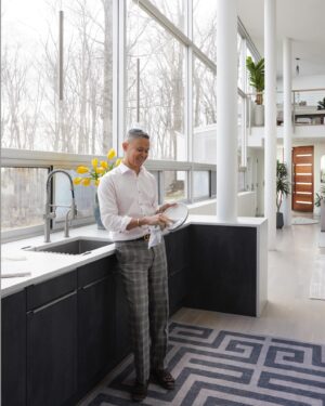 Ross Mathews Instagram - Honey, we’re home!!! 🏡 We are so proud to give a glimpse into the living room, dining room & kitchen in our New York dream home in the Summer issue of @DrewMagazine & show you how we’ve decorated with beautiful @Arhaus furniture!

The house, built in the 1970’s, is a modern oasis tucked in the woods. Flooded with natural light & views of nature through the huge windows, we wanted to keep the color palette cool, calm & contemporary. But we also wanted it to feel super-comfy. The stunning, durable & timeless designs from @Arhaus were perfect (um, hello - the couch reclines! Perfect to watch “90 Day Fiancé” on!). 

The result is a juxtaposition of nature & modern that makes @drgarciamathews & I (plus our pup Audrey) so proud to call this home ours. Pick up the latest issue of our girl @DrewBarrymore’s magazine for more pics & to read the article! And also check out the fab furniture at @Arhaus to get the look for yourself!

(Also, a huge shout out to  our extraordinary friend @dannyseomag for coordinating this project! ❤️)
