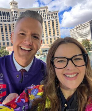 Ross Mathews Instagram - In Las Vegas with @DrewBarrymore celebrating #SuperBowl week! Watch our shenanigans Thursday & Friday on @TheDrewBarrymoreShow! 🏈 💛 Who are YOU rooting for?
