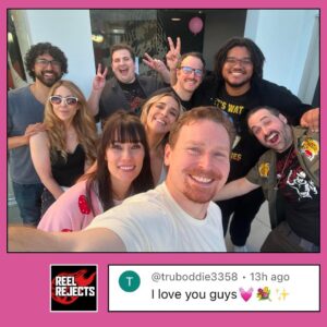 Roxy Striar Instagram - For a bunch of REJECTS, we feel pretty cool 😎 amazing weekend hanging with the team. Big things coming. I have truly loved being part of this channel for over a year now. Thank you for dubbing me the official scream queen 👸🏼 So grateful to every citizen of the reject nation, and a wildly huge shout out to the man who has made it all happen @thegregalba 👏 @reelrejects ♥️ PS what’s your fav reaction of mine so far? PPS do you think we should make PURGE merch including a pillow? 🫠 #reelrejects