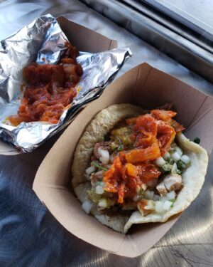 Roy Choi Instagram - Y'all already know how I feel.
What a fun opening night to our first full week.
Found a fun hack: order caramelized kimchi from the Kogi truck and put it on your Tacos Por Vida.
See you again, tonight.
Tacos Por Vida
3434 Overland Ave 
LA
5:30pm-10:30pm
Shout out to @wearealchemy for being our home for this run.
As per tradition, last photo is first in line.
#tacosporvida 
#KogiPorVida