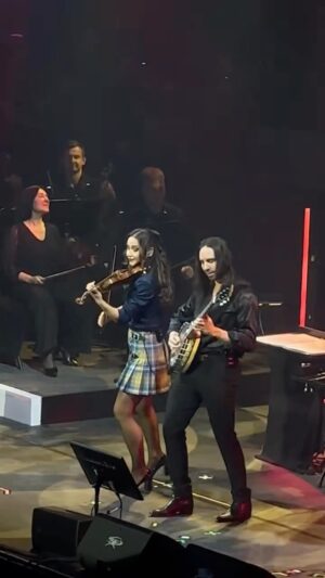 Rusanda Panfili Instagram - The power of music is limitless ! 
Here I am, playing a Moldovan hora within a Sherlock Holmes arrangement with a fantastic cuban pianist who plays accordion next to a fantastic Greek/American guitarist who plays banjo accompanied by a symphonic orchestra from Odessa at the @worldofhanszimmer 😊