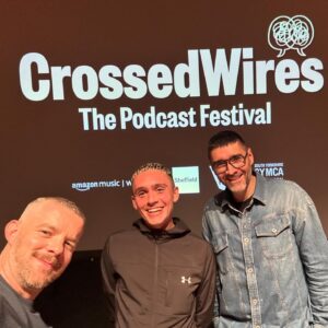 Russell Tovey Instagram - 🎨🌟 New @TalkArt! We meet artist @CorbinShaww, live from the @CrossedWiresFest podcast festival in Sheffield’s City Hall.

#CorbinShaw (b. 1998) is a British artist based in East London, originally from Sheffield. Exploring the complex realm of masculinity and identity through the medium of textiles. Using his upbringing in a South Yorkshire ex-mining town Corbin investigate’s masculinity and how it was defined to him growing up. Breaking stigmas and stereotypes through his re-imagination of masculine ‘icons’ and objects. 

The artist pays homage to the people and places that have shaped his northern identity – the pub, football pitches and boxing gyms. Collaborations include Women’s Aid, BBC Sport & Fred Perry and had cover’s for EXIT, Perfect Magazine and Circle Zero Eight as well as features in The Guardian, The Face, Dazed and Metal Magazine.

Corbin Shaw presented his fourth London solo show ‘Little Dark Age’ at @__incubator__, Marylebone, where he explores modern day Britishness through ancient crafts, exploring what is the meaning of tradition and questioning what it means to be ‘English’ today. 

🔗 Follow @CorbinShaww. Learn more: www.corbinshaw.com 💕 Thank you #Sheffield for being a wonderful live audience #CrossedWiresFest. 

📻🎧 Listen free @applepodcasts @spotify or wherever you get your podcasts!

📸 Corbin portrait by @OliverTruelove. Talk Art portrait by Christine Ting.