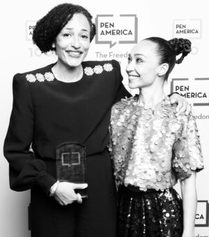 Ruth Negga Instagram - On Monday night I had the UNBELIEVABLE honour of present Zadie Smith the PEN/Audible Literary Service award. 
 
(Never meet your heroes they say.. f**k that! Although that might be because one is reduced to a driveling fraggle like creature upon meeting them 😬🙄)

As I said when introducing her…
 
When White Teeth came out I saw for the first time people I could relate to and people I recognized in the landscape of contemporary fiction. This reflection of self and surroundings is crucial in the exploration of our selves and how we relate to the world. I felt witnessed and seen and also an empathic recognition in how the world may relate to me and others like me. I have been in conversation with Zadie’s books and writings ever since. I believe she said she was built by books… her writing has fundamentally contributed to the foundation of my own journey in the world as both an artist and a human and I know I have a lot of company in that respect (understatement!)
 
KUHWEEEEEEEEN!

📷: Beowulf Sheehan