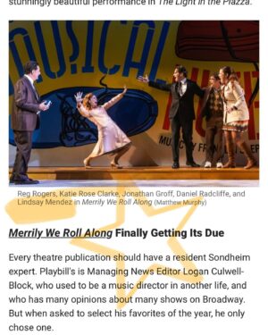 Ruthie Ann Miles Instagram - . . . . .  @dieptimes  Wow. Thank you. again, for your sensitivity and thoughtfulness in our 1st interview. for being so present with me, in person, of course, 
(that’s a lot of commas in one sentence, geez, Jon.) 
but apparently (#comma ?) also so engaged with whatever it is I’m doing on a stage. 
That honors my work and I’m humbled by that. 💛

But here, in this. <bigcryface>
thank you for seeing me. seeing us. 

Reader, this article is one of my @playbill favorites ever.

Look at these subjects! : This year’s historic Tony wins. Neurodivergence!!! Major wins for minorities. Standout performances, including my friend, honoring our playwrights, and more and more and more. 
And to your staff! Can I, like, come to a staff meeting? 
I’ll bring nosh? <prayhands>

These articles have bettered my year. Thank you for them. 

https://playbill.com/article/playbills-favorite-theatre-moments-of-2023